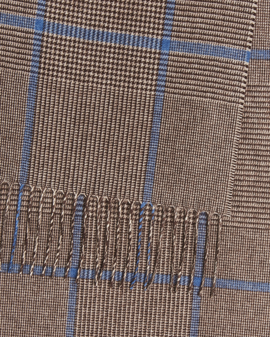 Homme | Piacenza Cashmere Cashmere/Silk Overcheck Scarf Brown | Piacenza Cashmere | Cashmere/Silk Overcheck Scarf Brown