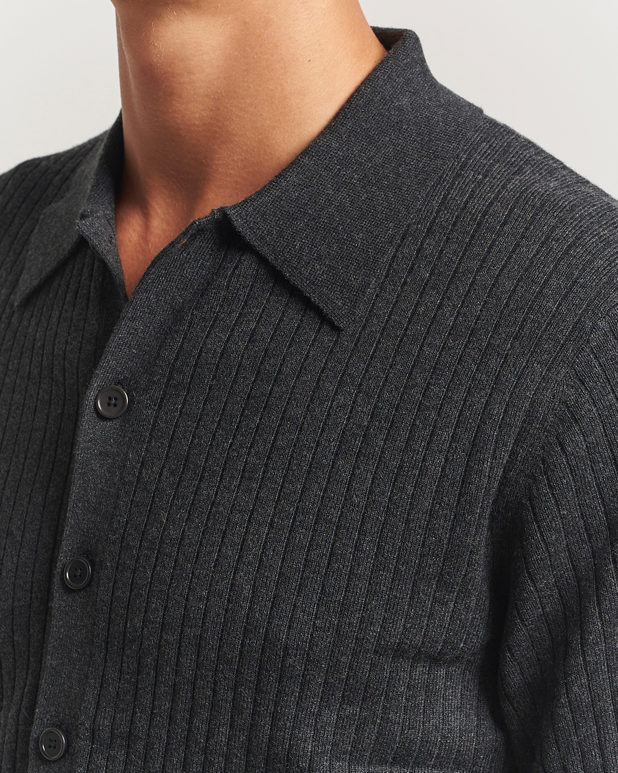 Homme | Pulls Et Tricots | Filippa K | Cotton Merino Knitted Cardigan Anthracite Melange
