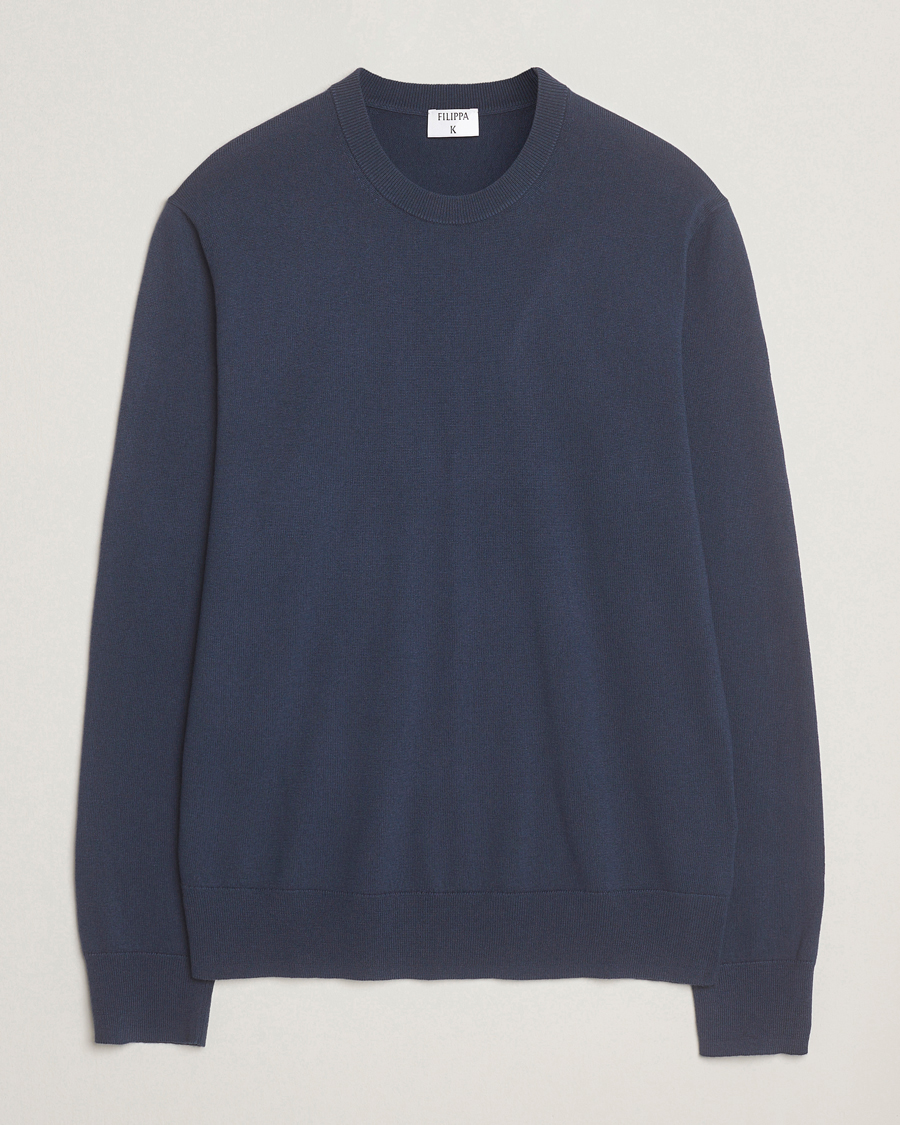 Homme | Pulls Et Tricots | Filippa K | Cotton Merino Knitted Sweater Dusk Blue