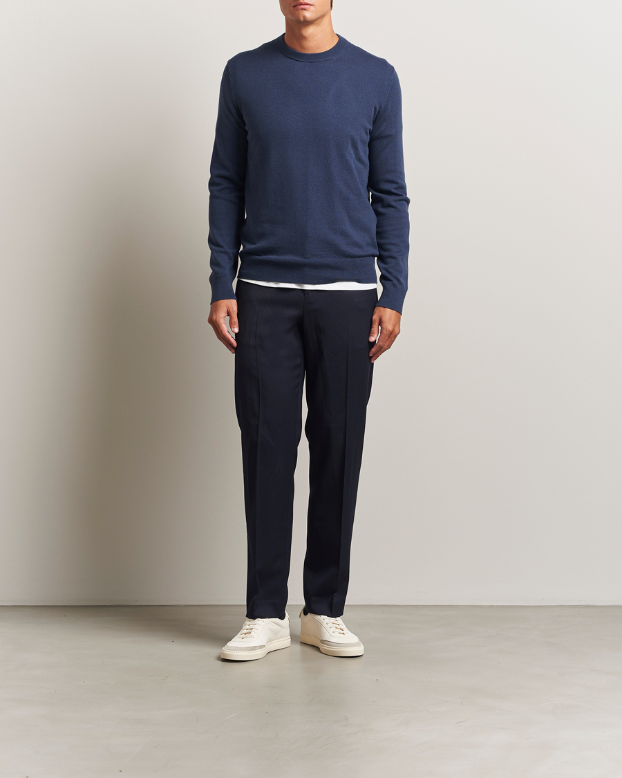 Homme | Pulls Et Tricots | Filippa K | Cotton Merino Knitted Sweater Dusk Blue