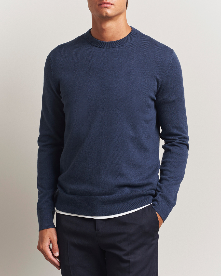 Homme | Pulls Et Tricots | Filippa K | Cotton Merino Knitted Sweater Dusk Blue