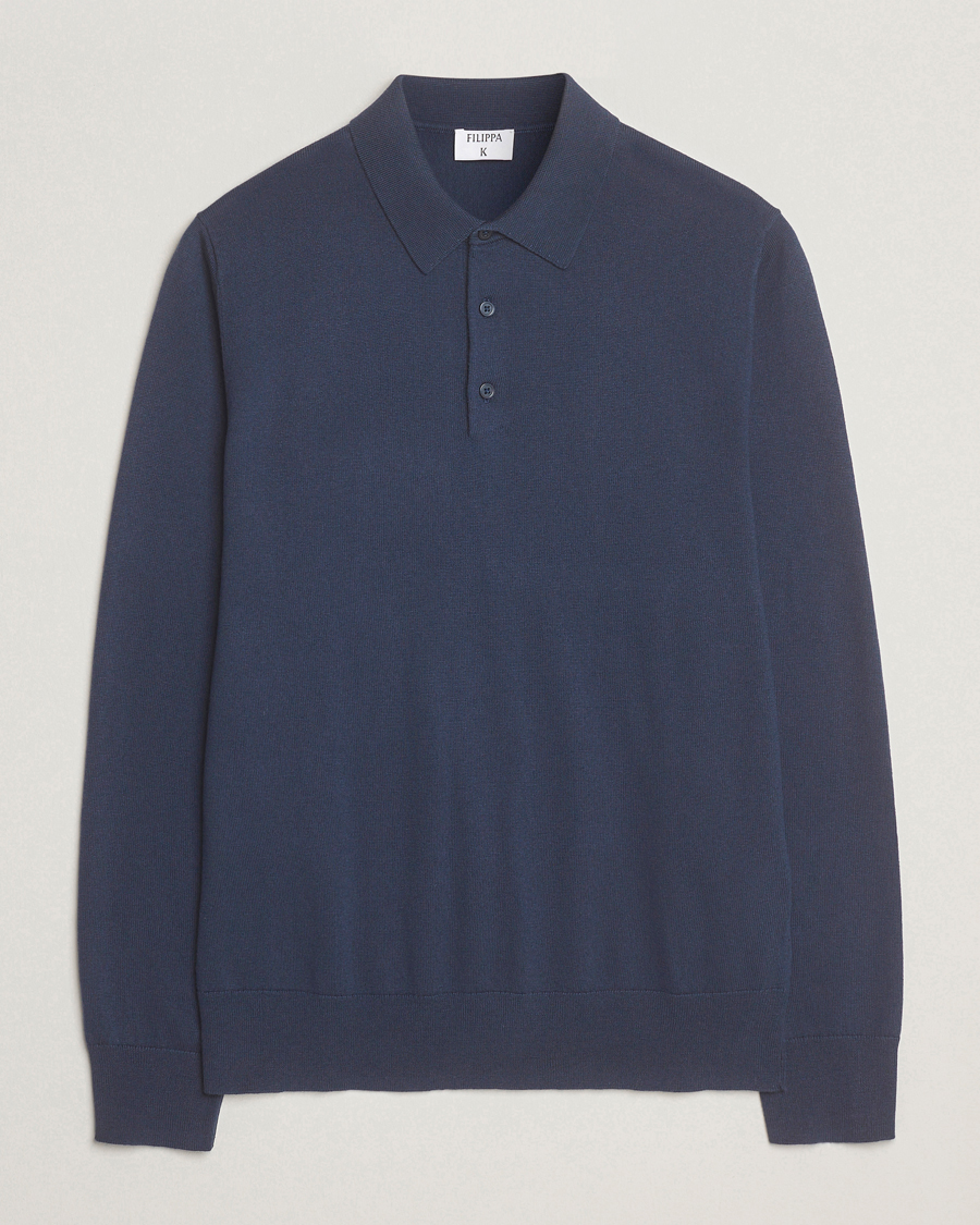 Homme | Pulls Et Tricots | Filippa K | Knitted Polo Shirt Dusk Blue