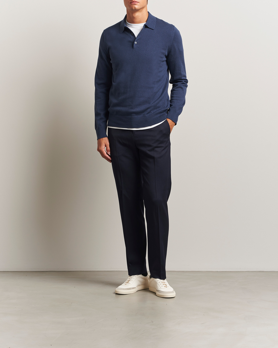 Homme | Pulls Et Tricots | Filippa K | Knitted Polo Shirt Dusk Blue