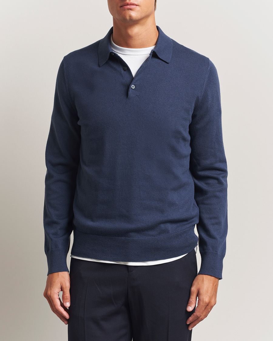 Homme | Pulls Et Tricots | Filippa K | Knitted Polo Shirt Dusk Blue