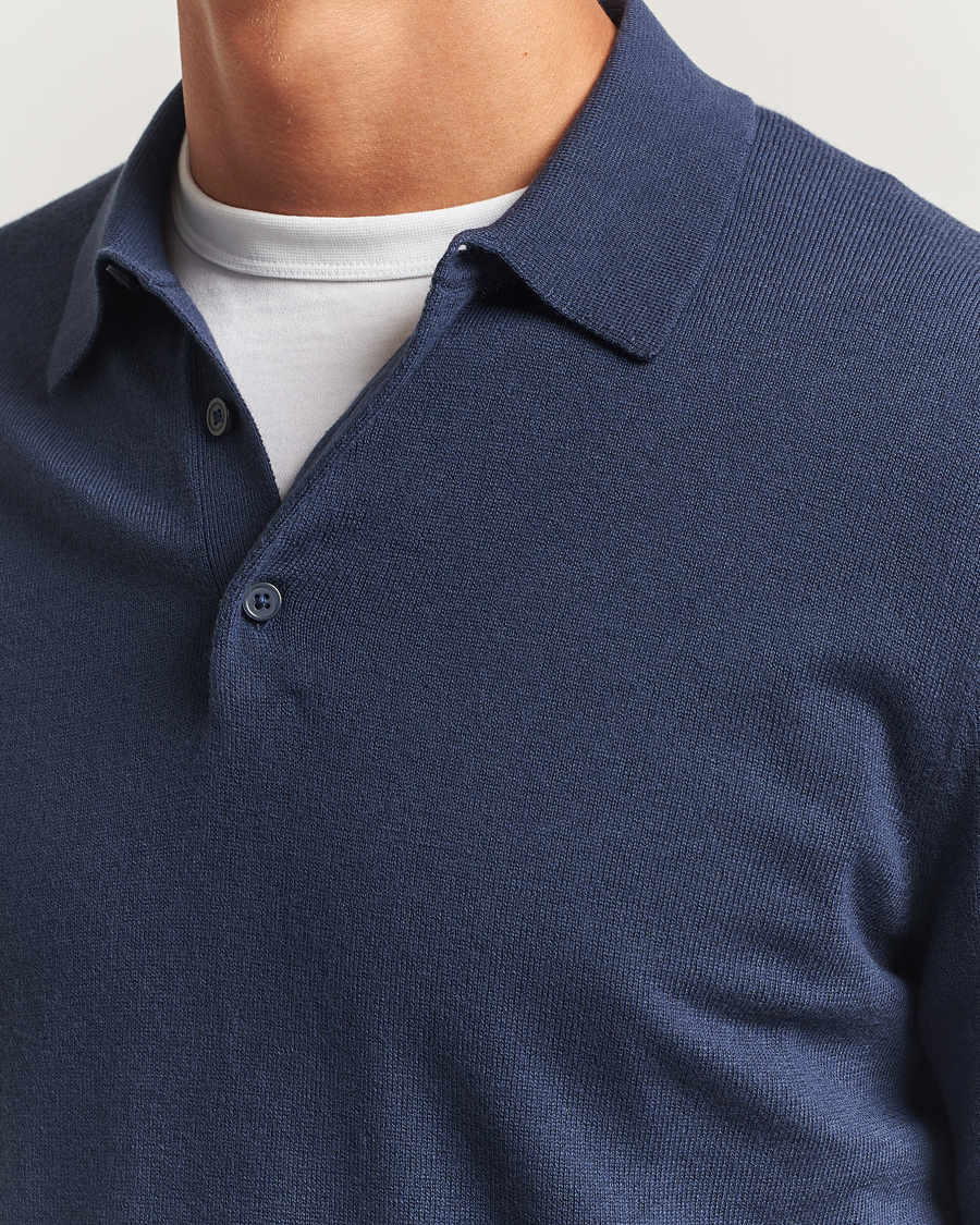 Homme | Pulls Et Tricots | Filippa K | Knitted Polo Shirt Dusk Blue