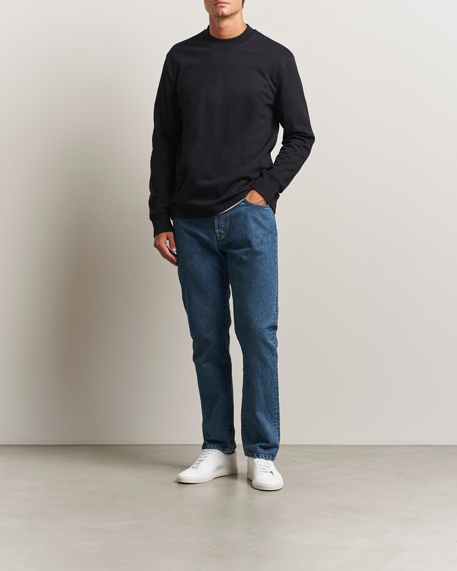 Homme | T-shirts | Filippa K | Heavy Cotton Mock Neck Long Sleeve T-Shirt Black