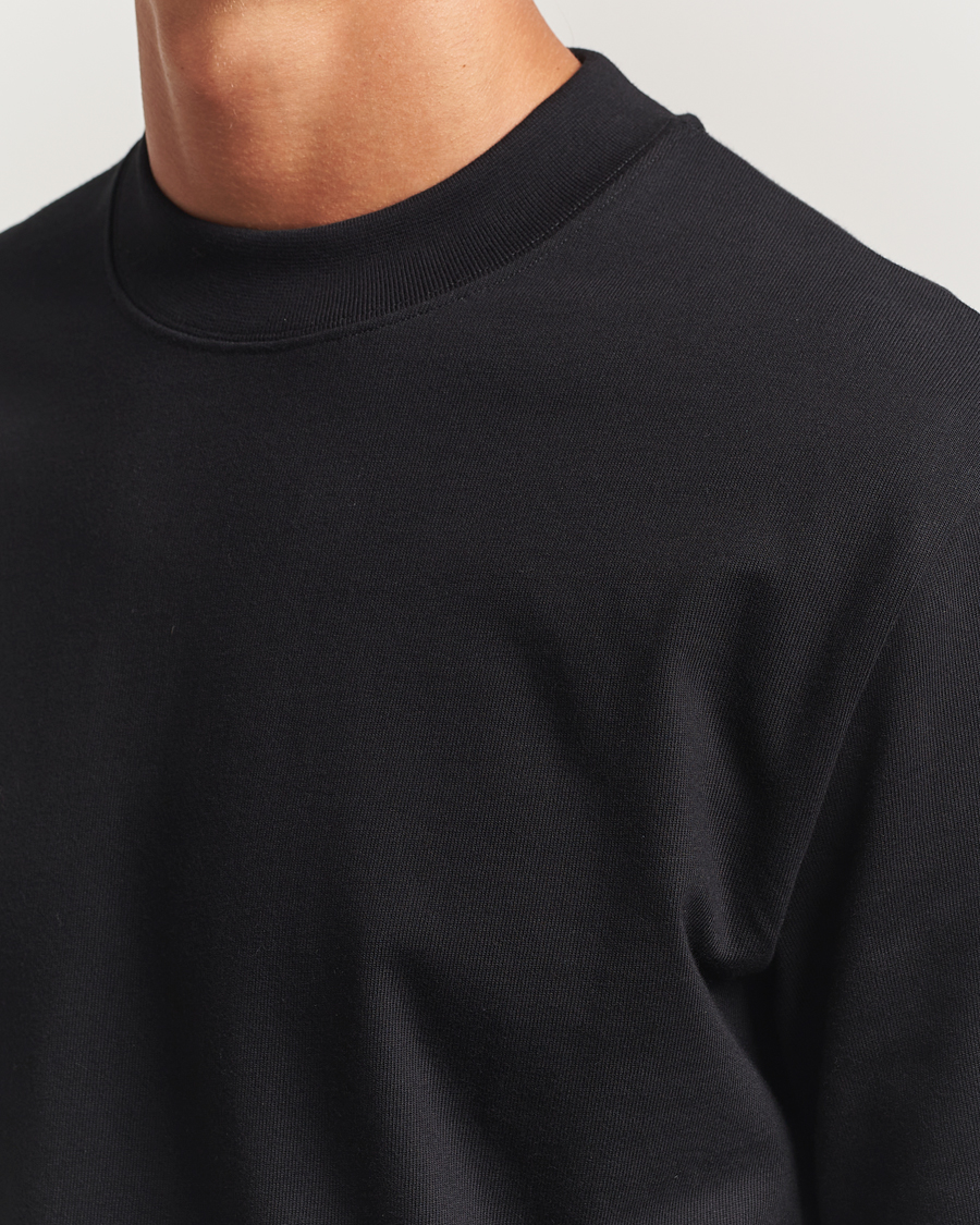 Homme | T-shirts | Filippa K | Heavy Cotton Mock Neck Long Sleeve T-Shirt Black