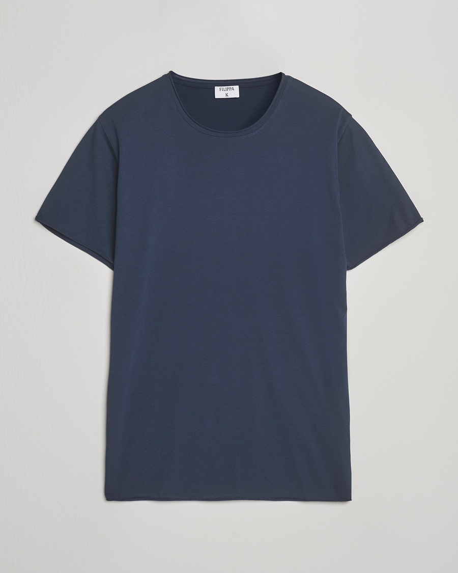 Homme | T-shirts | Filippa K | Roll Neck Crew Neck T-Shirt Dusk Blue