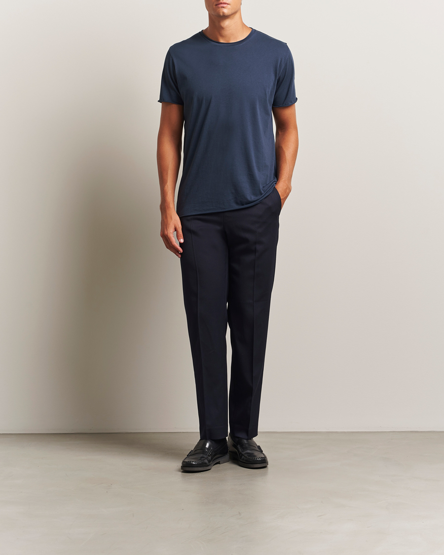Homme | T-shirts | Filippa K | Roll Neck Crew Neck T-Shirt Dusk Blue