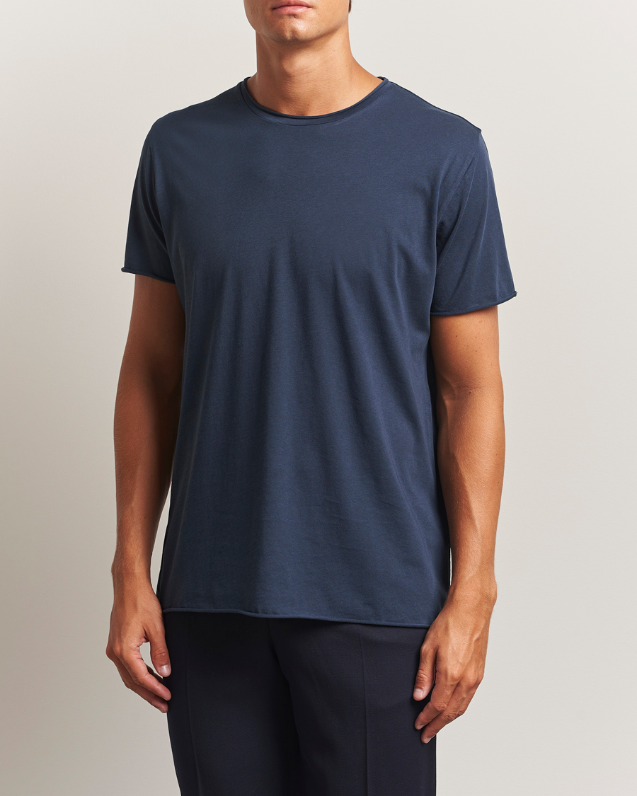 Homme | T-shirts | Filippa K | Roll Neck Crew Neck T-Shirt Dusk Blue