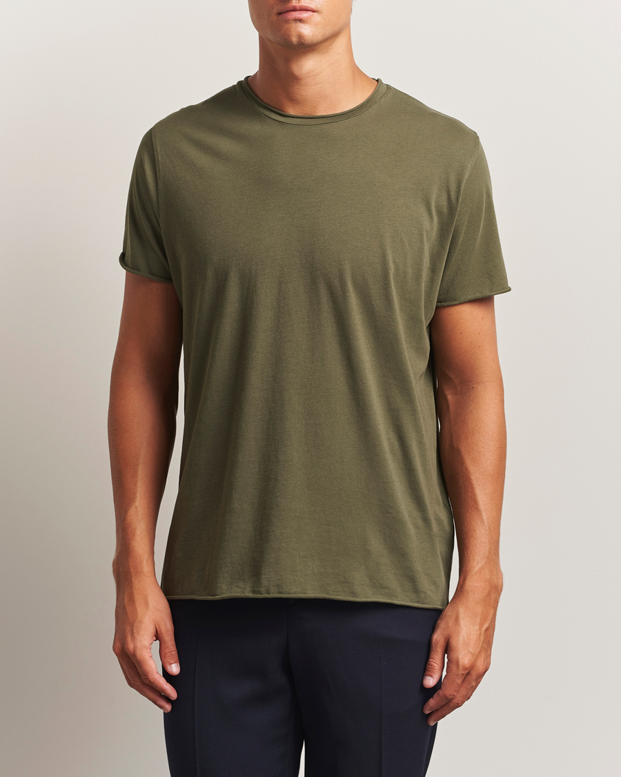 Homme | T-shirts | Filippa K | Roll Neck Crew Neck T-Shirt Dark Olive