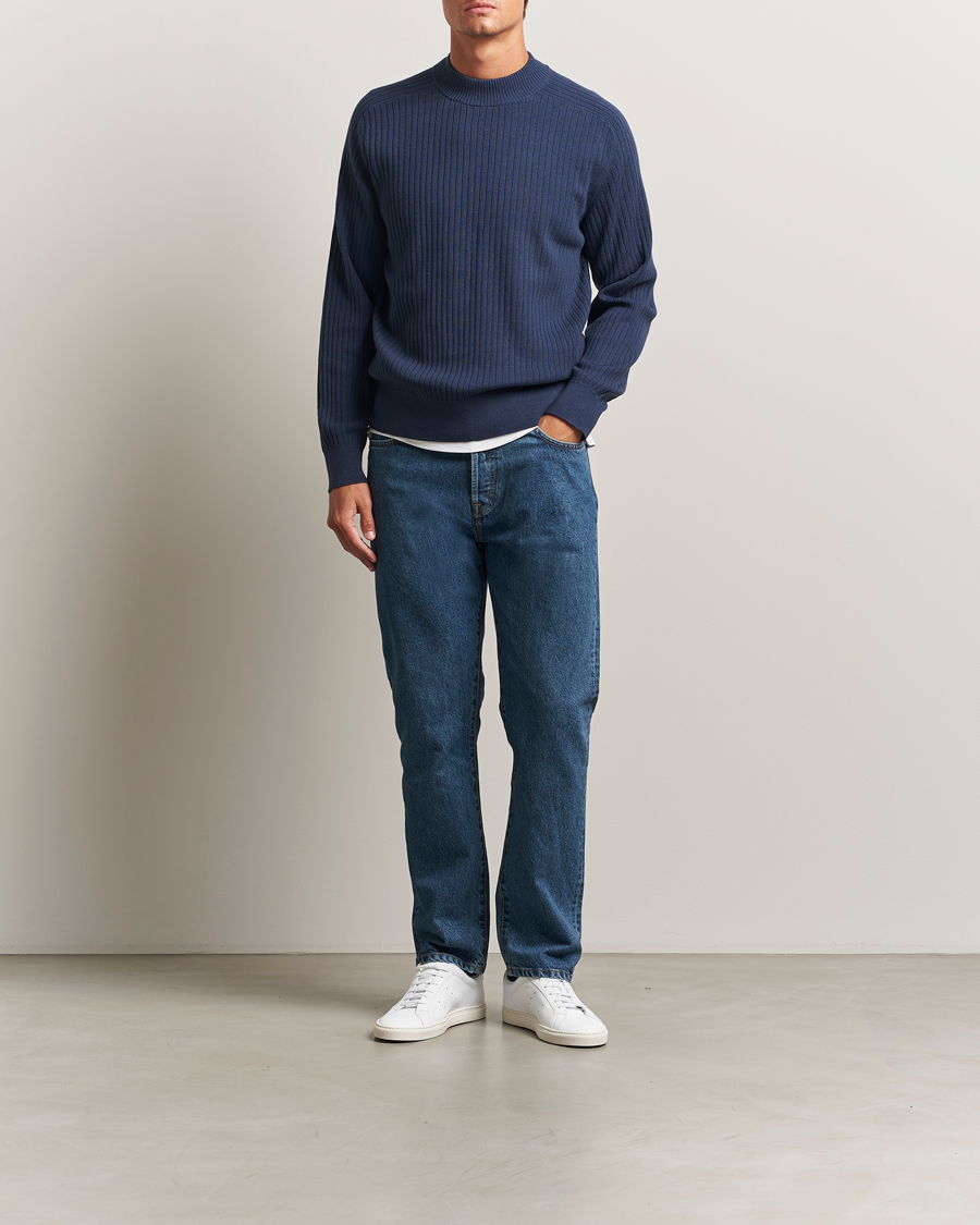 Homme | Pantalons | Filippa K | Tapered Cropped Jeans Washed Mid Blue