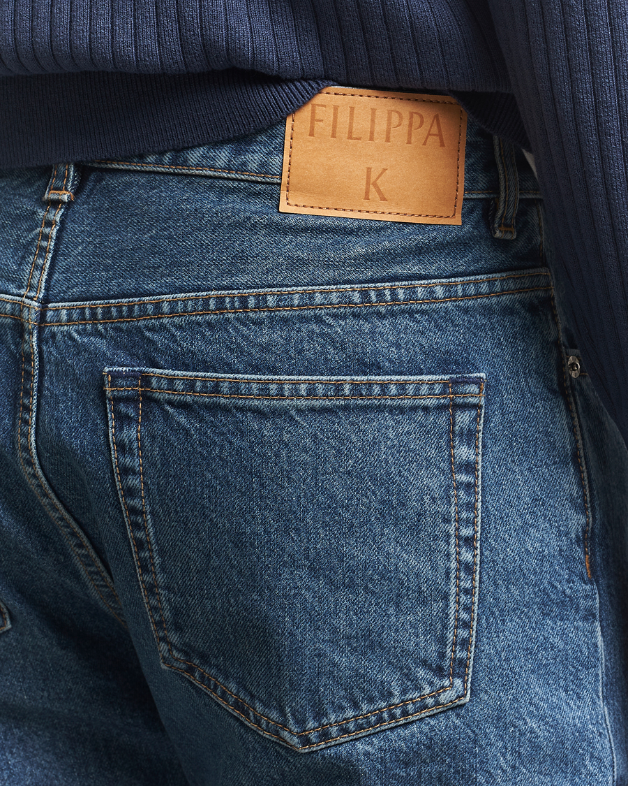 Homme | Pantalons | Filippa K | Tapered Cropped Jeans Washed Mid Blue