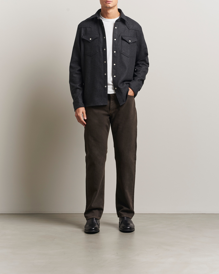 Homme | Chemises | Filippa K | Western Wool Shirt Anthracite Melange