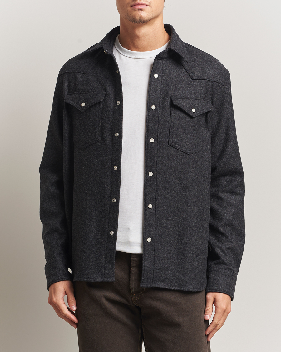Homme | Chemises | Filippa K | Western Wool Shirt Anthracite Melange