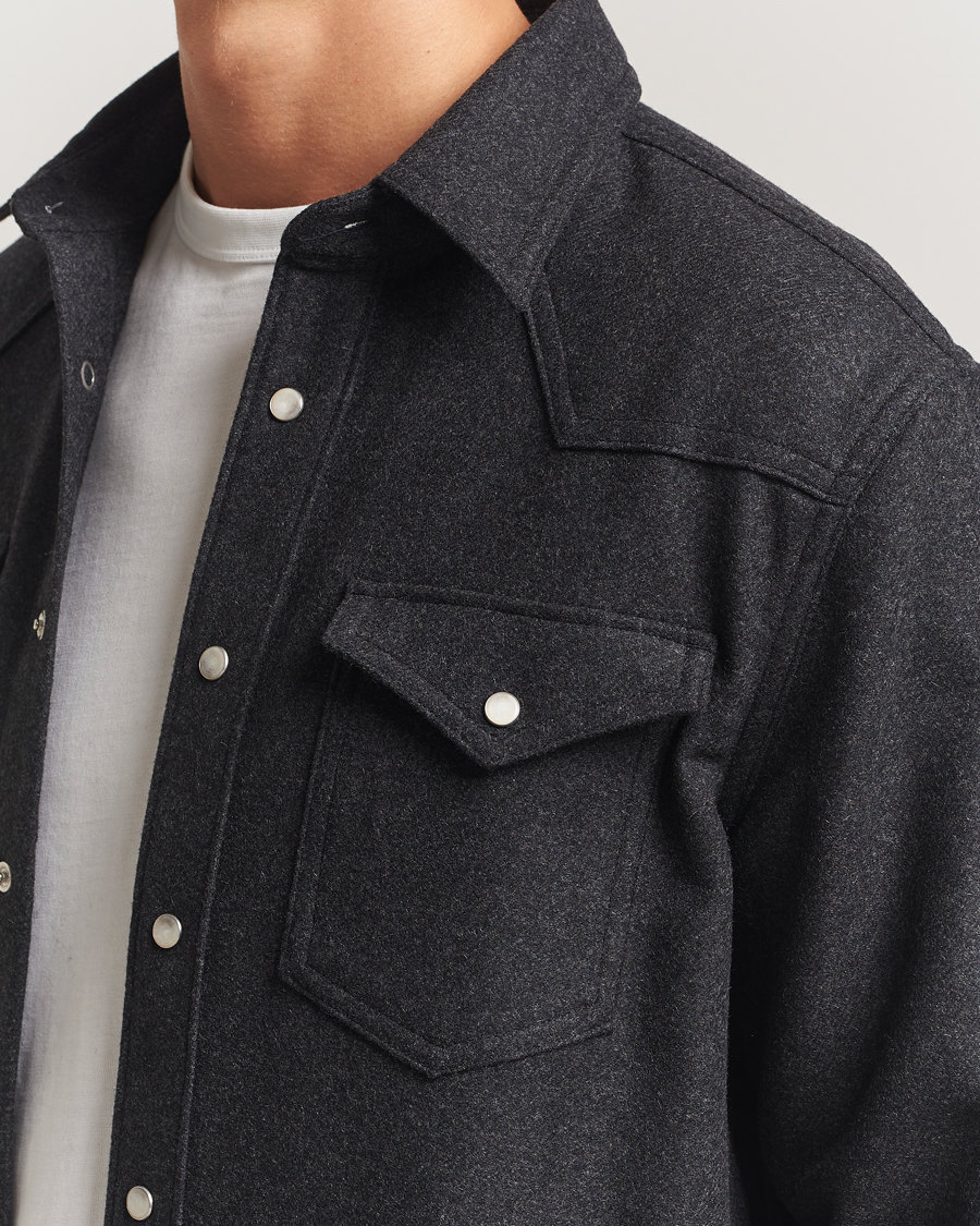 Homme | Chemises | Filippa K | Western Wool Shirt Anthracite Melange