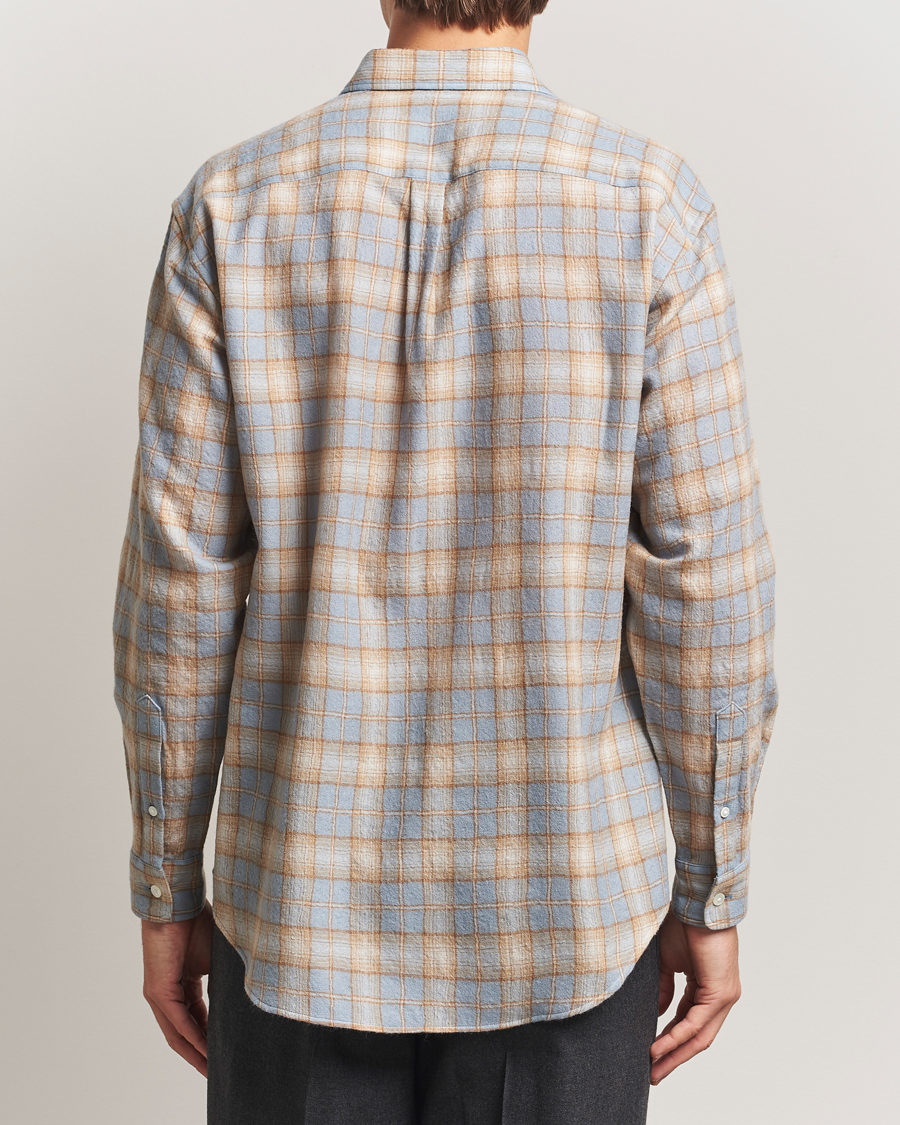 Homme | Chemises | Auralee | Airy Wool Check Shirt Blue/Beige