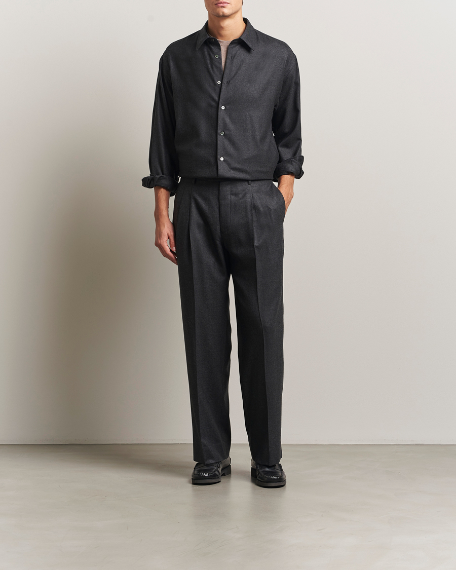 Homme | Pantalons | Auralee | Superlight Flannel Slacks Charcoal