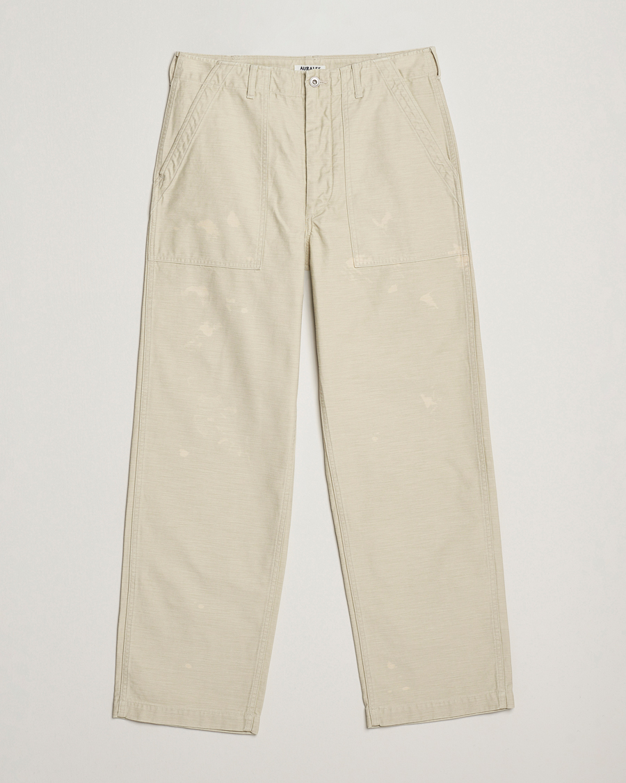 Homme | Pantalons | Auralee | Bleached Satin Baker Pants Ivory