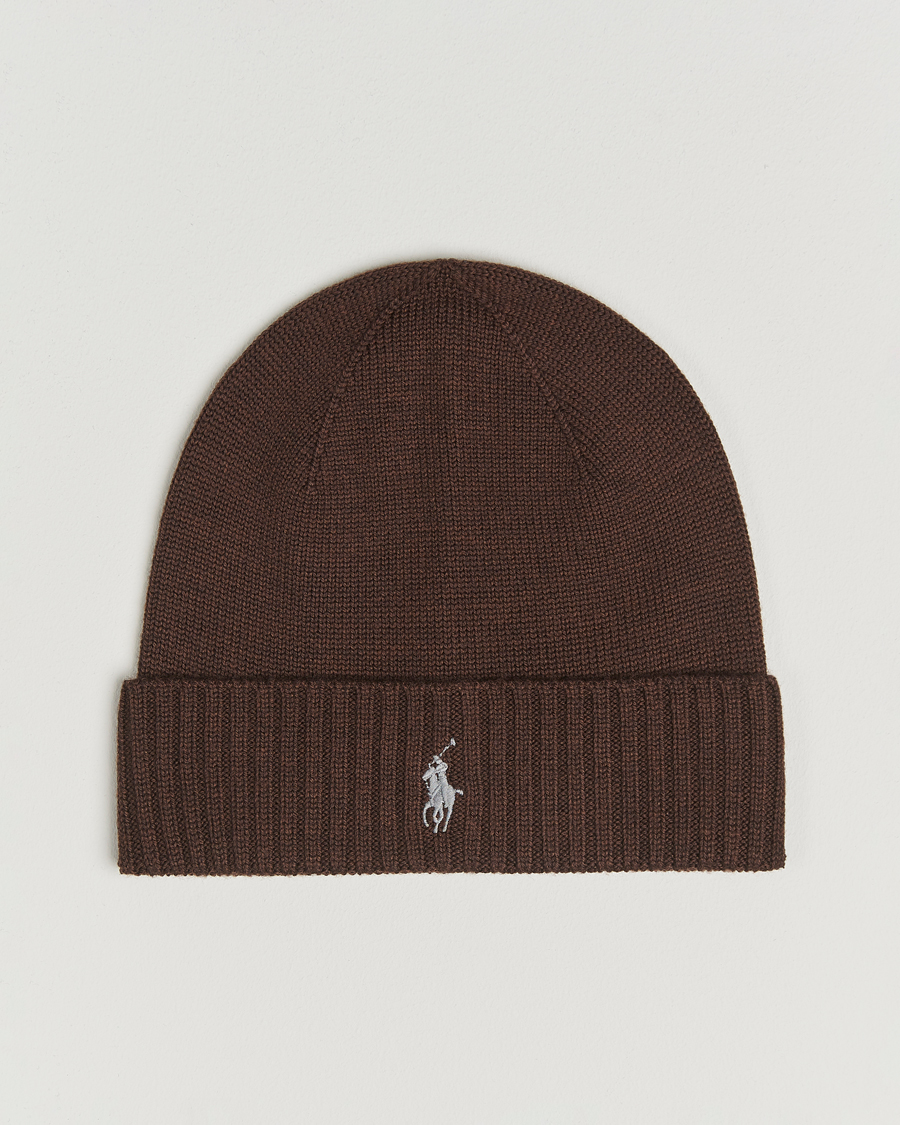 Homme | Polo Ralph Lauren Merino Beanie Brown Melange | Polo Ralph Lauren | Merino Beanie Brown Melange