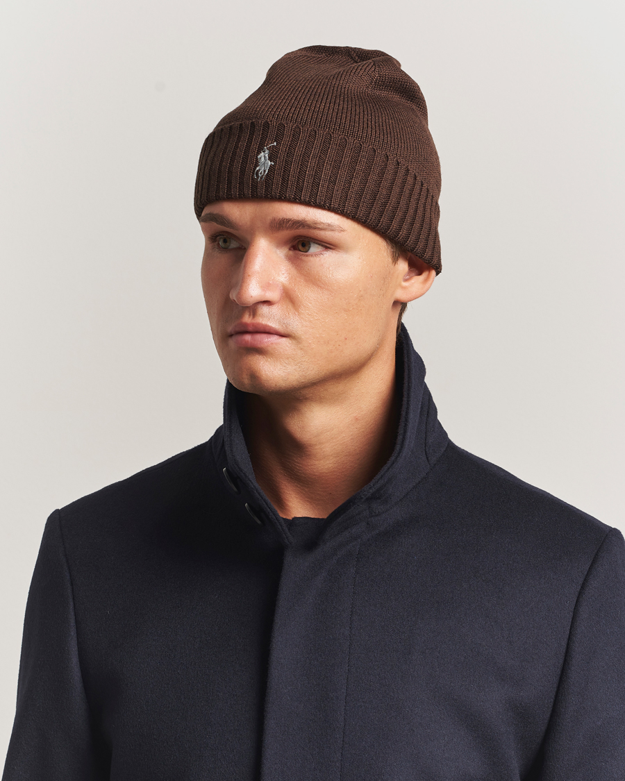 Homme | Polo Ralph Lauren Merino Beanie Brown Melange | Polo Ralph Lauren | Merino Beanie Brown Melange