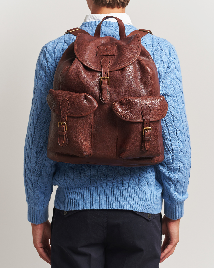 Homme | Polo Ralph Lauren Washed Heritage Leather Backpack British Tan | Polo Ralph Lauren | Washed Heritage Leather Backpack British Tan