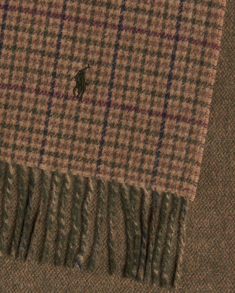 Homme | Polo Ralph Lauren Wool Blend Scarf Olive Check | Polo Ralph Lauren | Wool Blend Scarf Olive Check