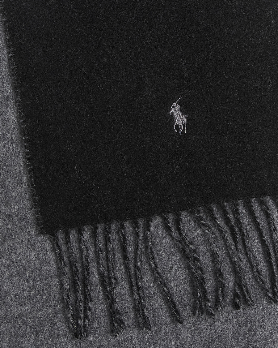Homme | Polo Ralph Lauren Reversible Wool Scarf Polo Black/Grey | Polo Ralph Lauren | Reversible Wool Scarf Polo Black/Grey