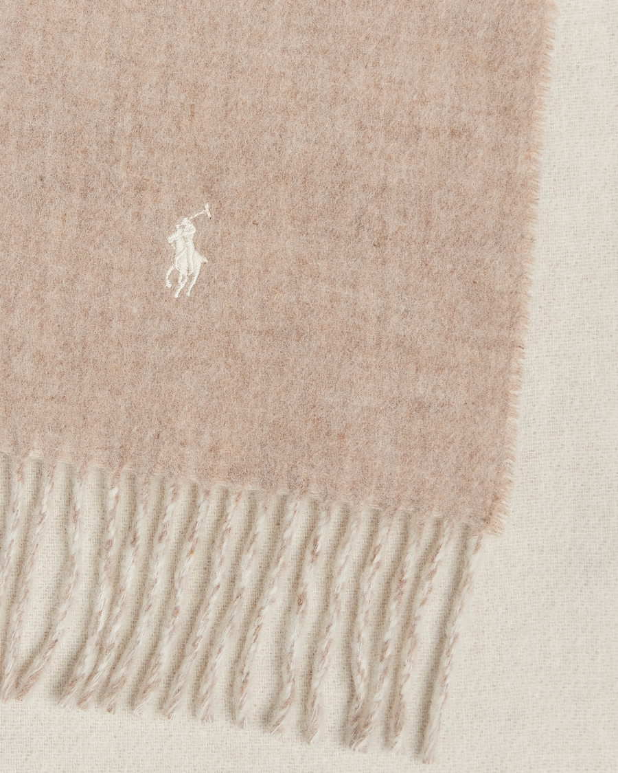 Homme | Polo Ralph Lauren Reversible Wool Scarf Taupe/Winter Cream | Polo Ralph Lauren | Reversible Wool Scarf Taupe/Winter Cream