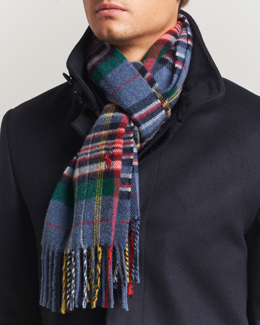 Homme | Polo Ralph Lauren Classic Wool Scarf Blue Multi | Polo Ralph Lauren | Classic Wool Scarf Blue Multi