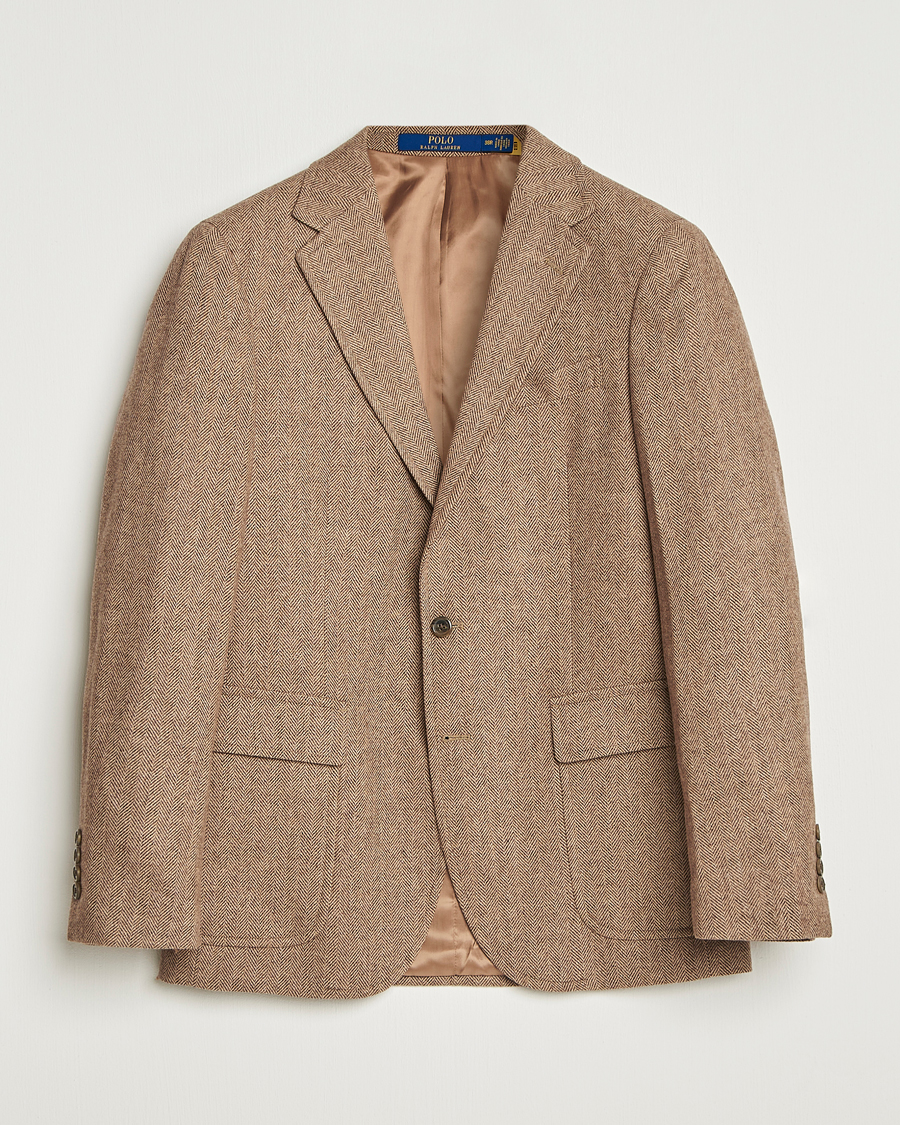 Homme | Blazers | Polo Ralph Lauren | Single Breasted Herringbone Sportcoat Brown/Tan