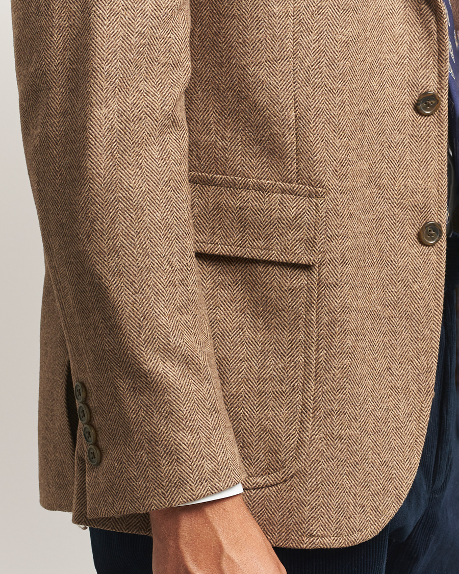 Homme | Blazers | Polo Ralph Lauren | Single Breasted Herringbone Sportcoat Brown/Tan
