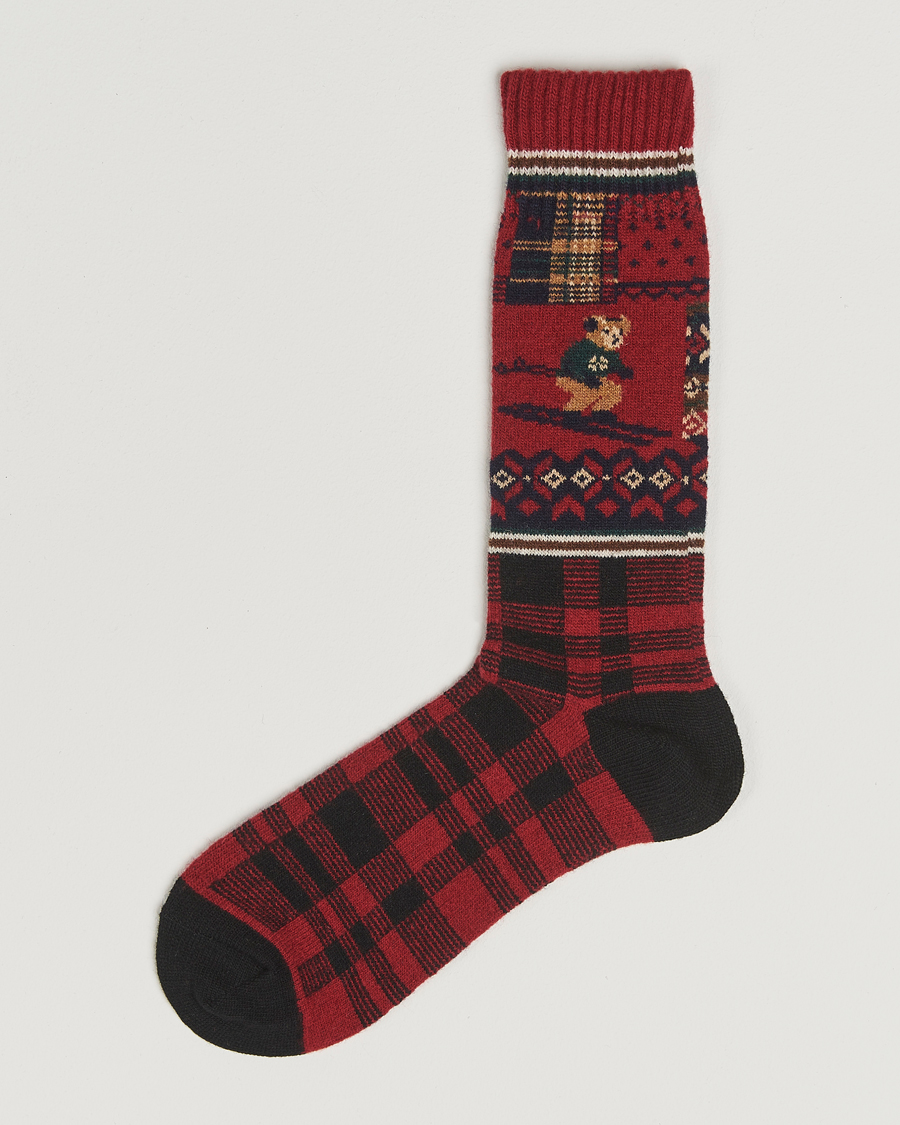 Homme | Sous-Vêtements Et Chaussettes | Polo Ralph Lauren | Patchwork Bear Lambswool Sock Red Multi