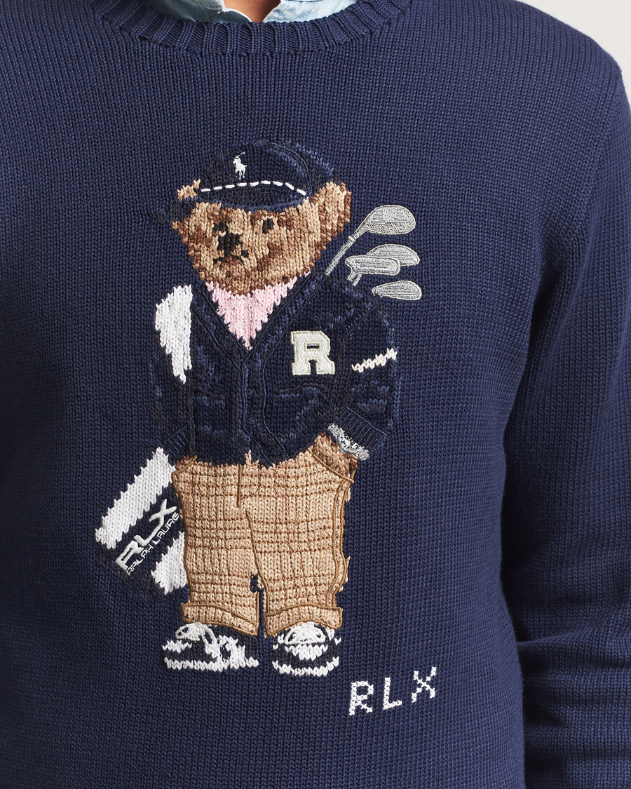 Homme | Pulls Et Tricots | RLX Ralph Lauren | Cotton Crew Neck Bear Sweater Refined Navy