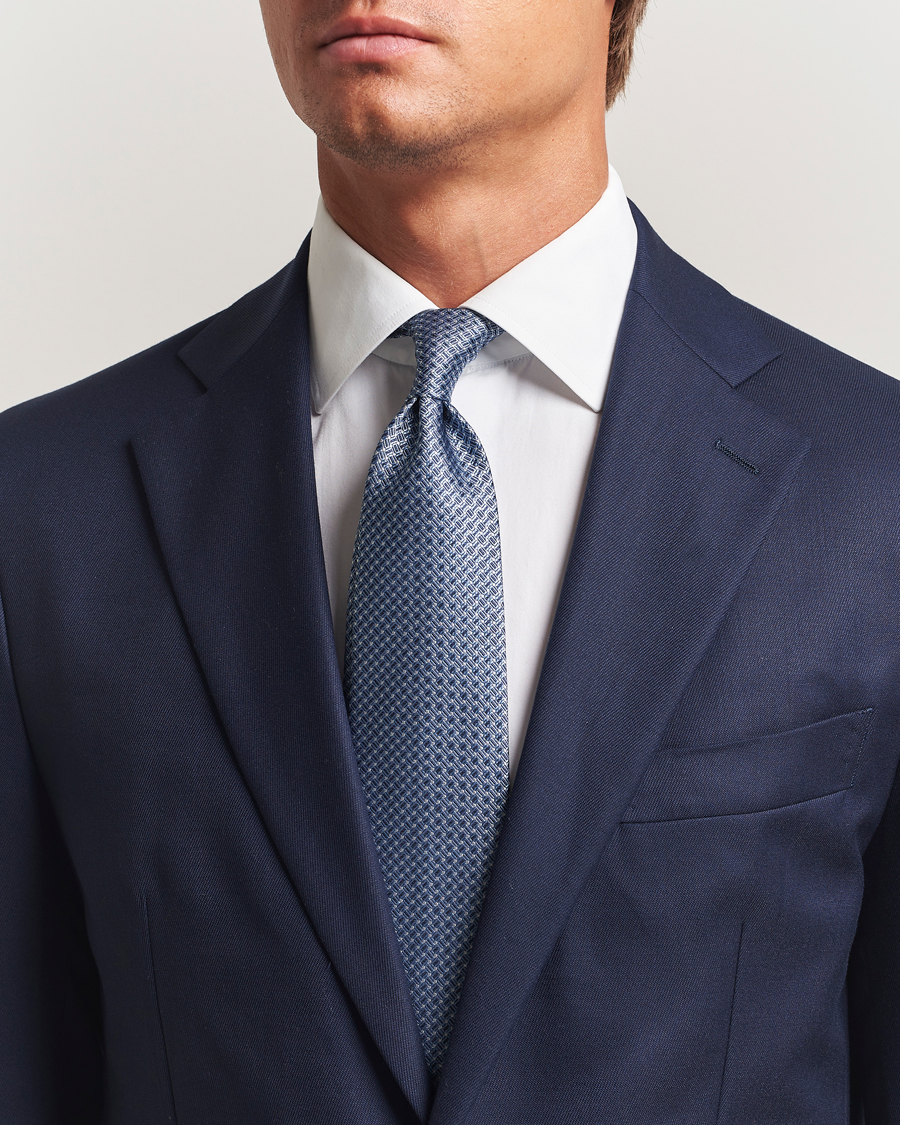 Homme | Stenströms Woven Silk Tie 7,5cm Navy | Stenströms | Woven Silk Tie 7,5cm Navy