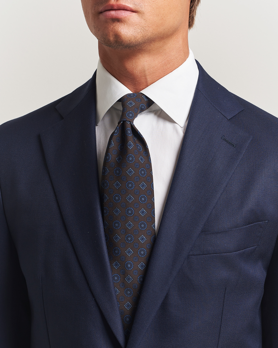 Homme | Stenströms Woven Wool Tie 7,5cm Brown | Stenströms | Woven Wool Tie 7,5cm Brown