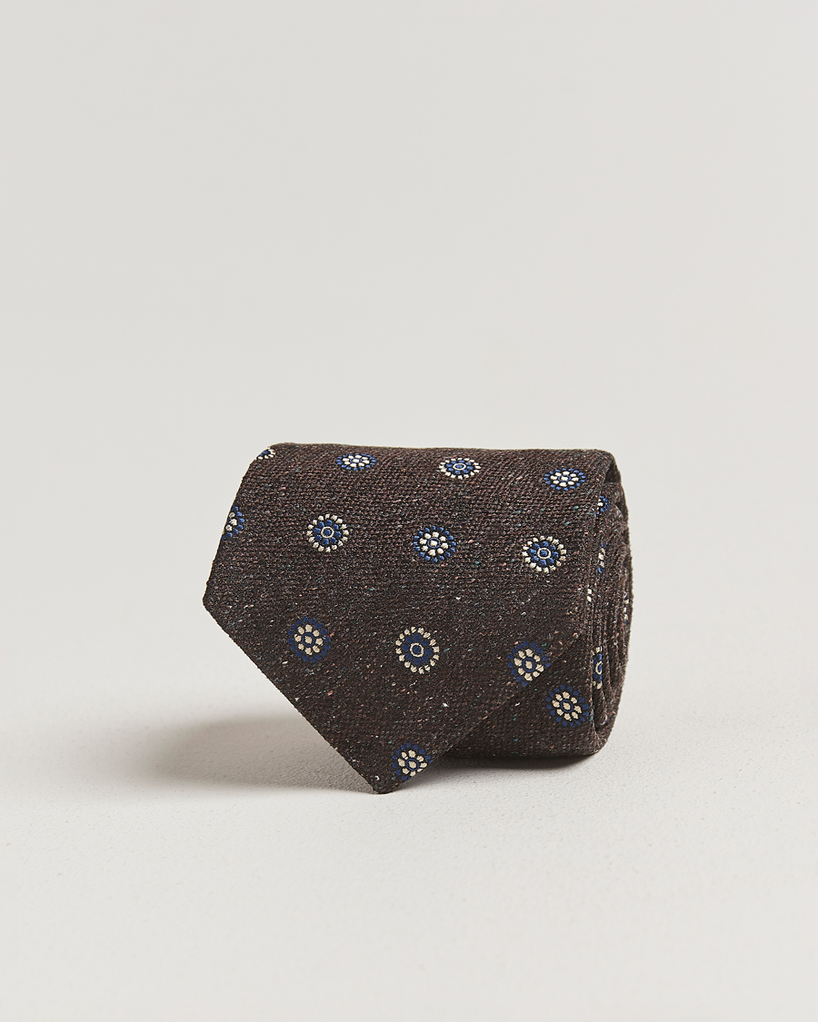 Homme | Cravates | Stenströms | Woven Silk Tie 7,5cm Brown