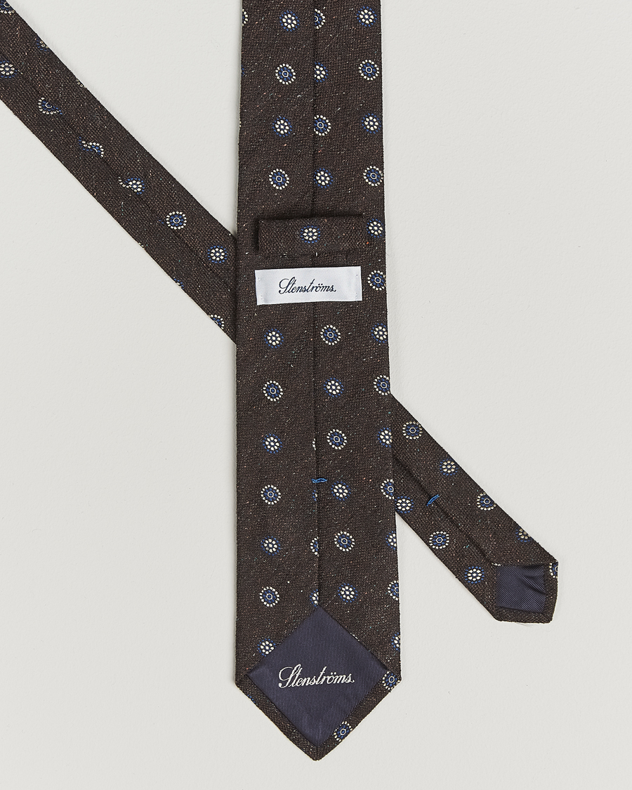 Homme | Cravates | Stenströms | Woven Silk Tie 7,5cm Brown