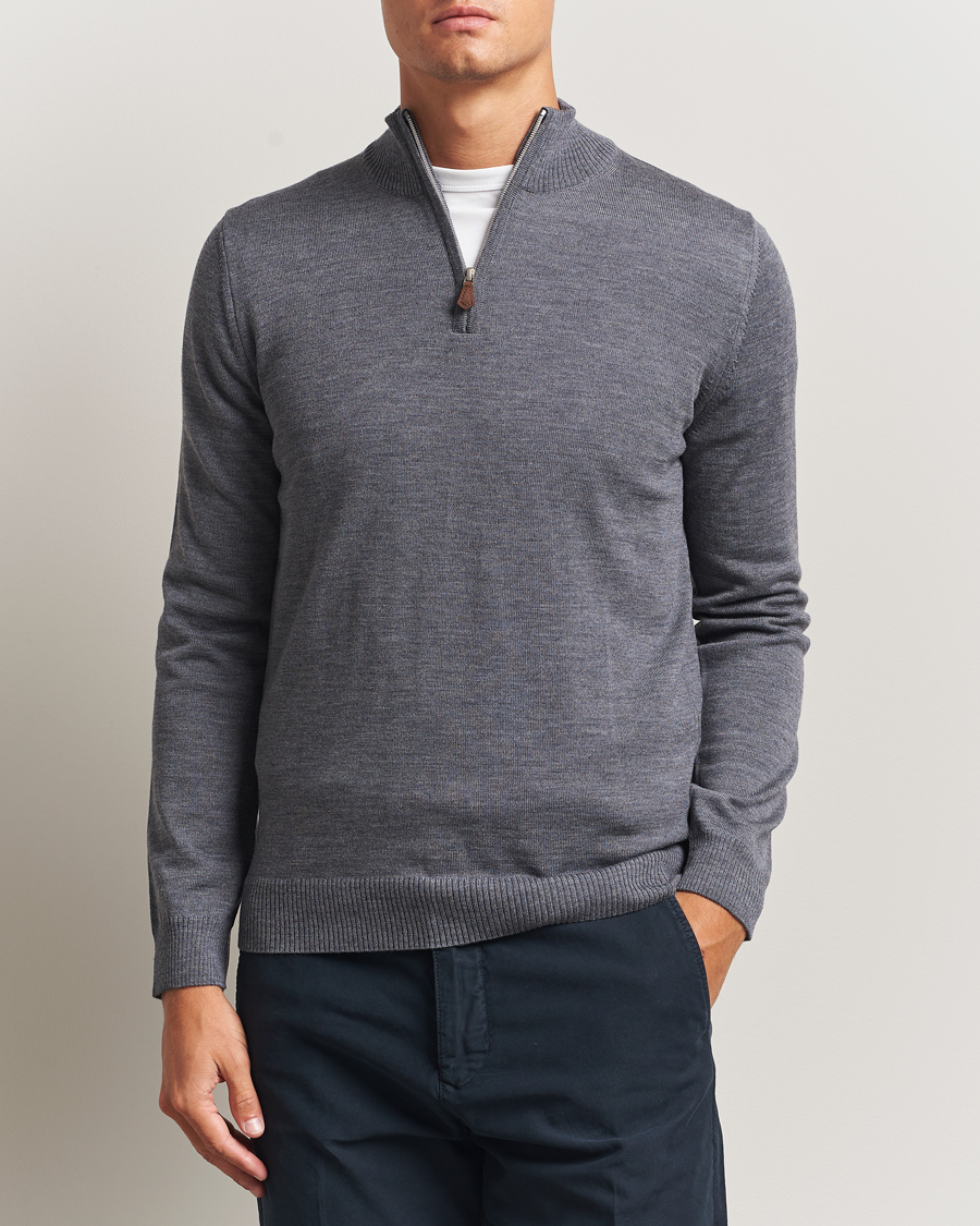 Homme | Pulls Et Tricots | Stenströms | Merino Half-Zip Grey