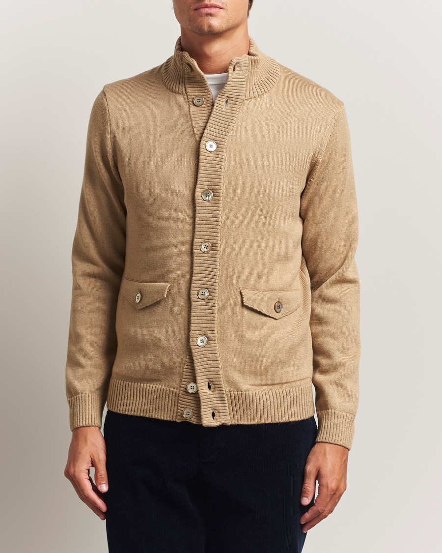Homme | Pulls Et Tricots | Stenströms | Chunky Knitted Merino Cardigan Beige