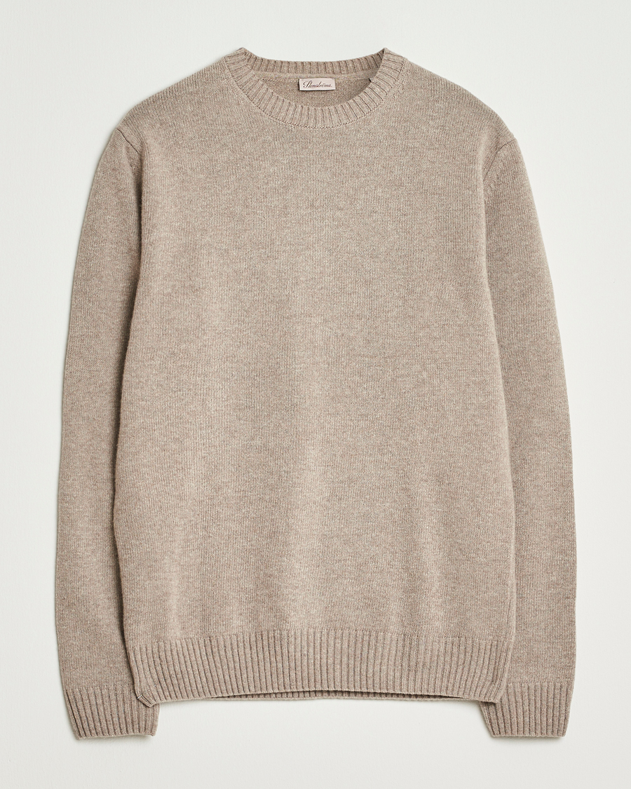 Homme | Pulls Et Tricots | Stenströms | Brushed Merino Crew Neck Light Brown