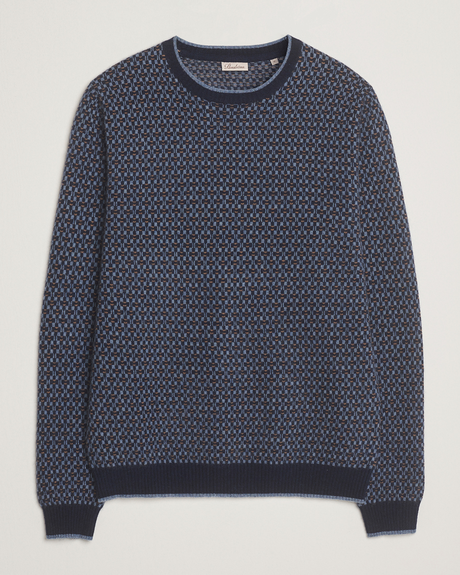 Homme | Pulls Et Tricots | Stenströms | Cashmere Pattern Crewneck Navy