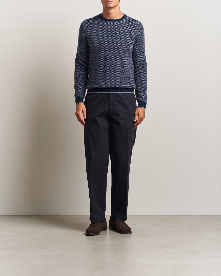 Homme | Pulls Et Tricots | Stenströms | Cashmere Pattern Crewneck Navy