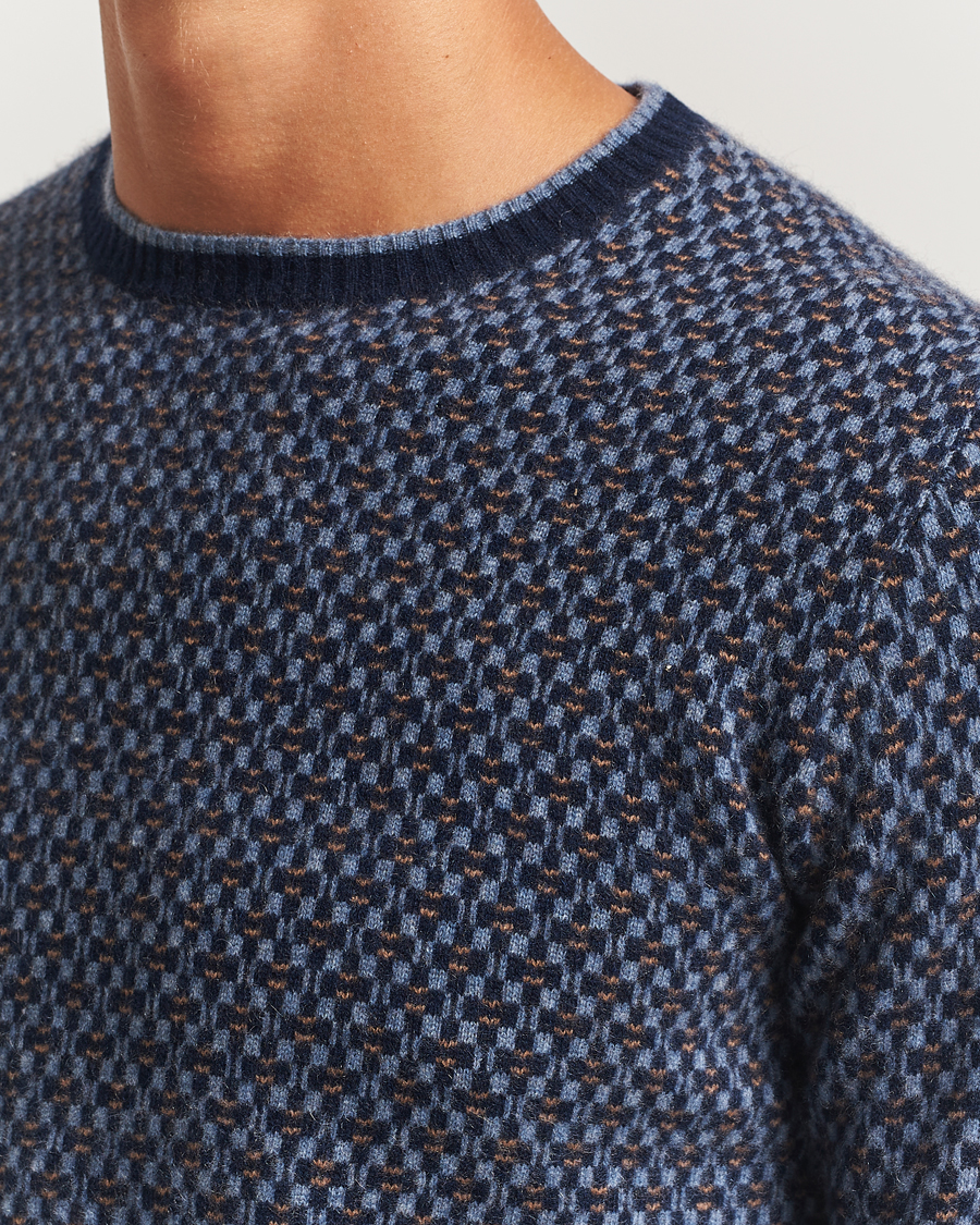 Homme | Pulls Et Tricots | Stenströms | Cashmere Pattern Crewneck Navy