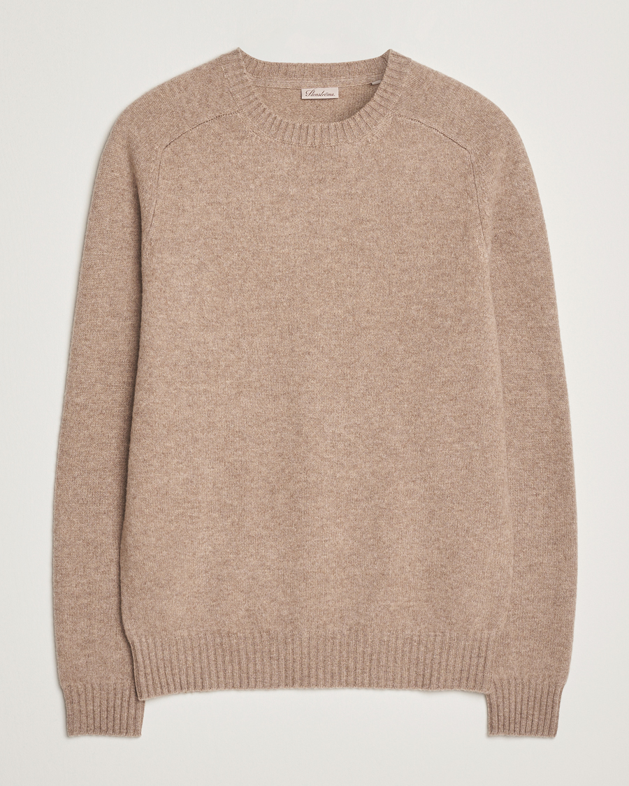 Homme | Pulls Et Tricots | Stenströms | Knitted Yak/Merino Crew Neck Light Brown
