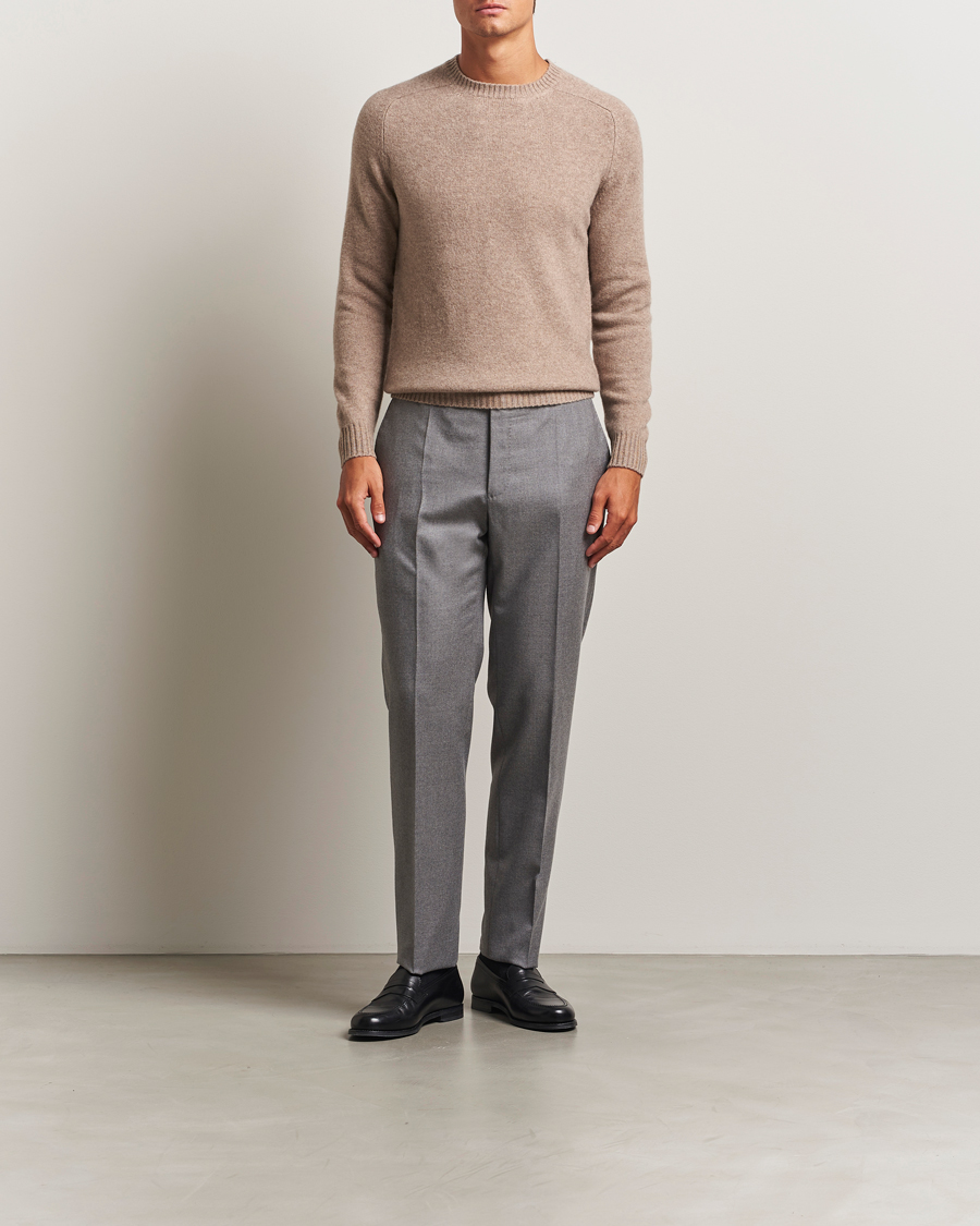 Homme | Pulls Et Tricots | Stenströms | Knitted Yak/Merino Crew Neck Light Brown