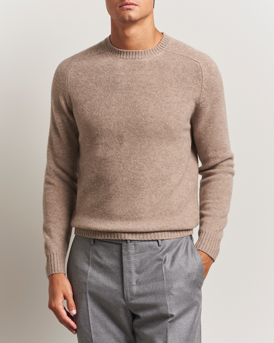 Homme | Pulls Et Tricots | Stenströms | Knitted Yak/Merino Crew Neck Light Brown