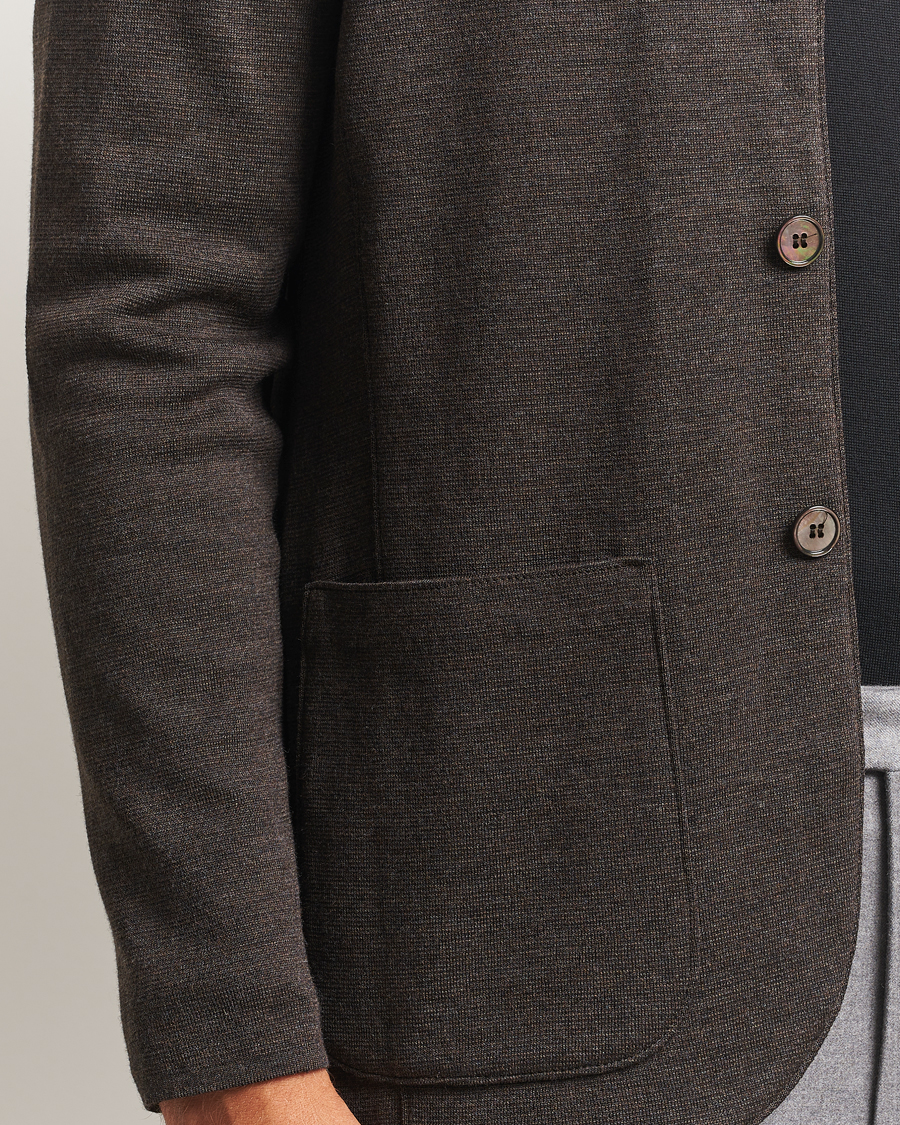 Homme | Blazers | Stenströms | Milano Knitted Merino Blazer Dark Brown