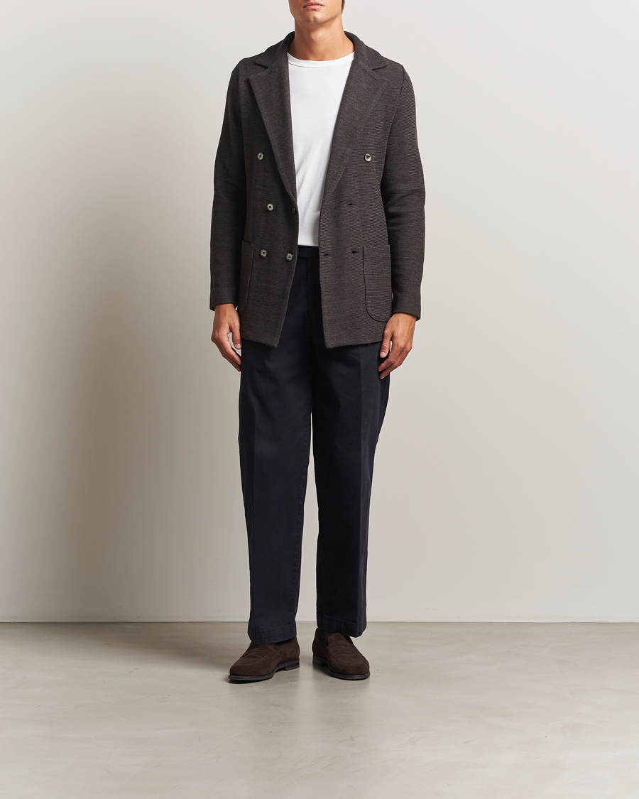 Homme | Blazers | Stenströms | Milano Knitted DB Textured Blazer Dark Brown