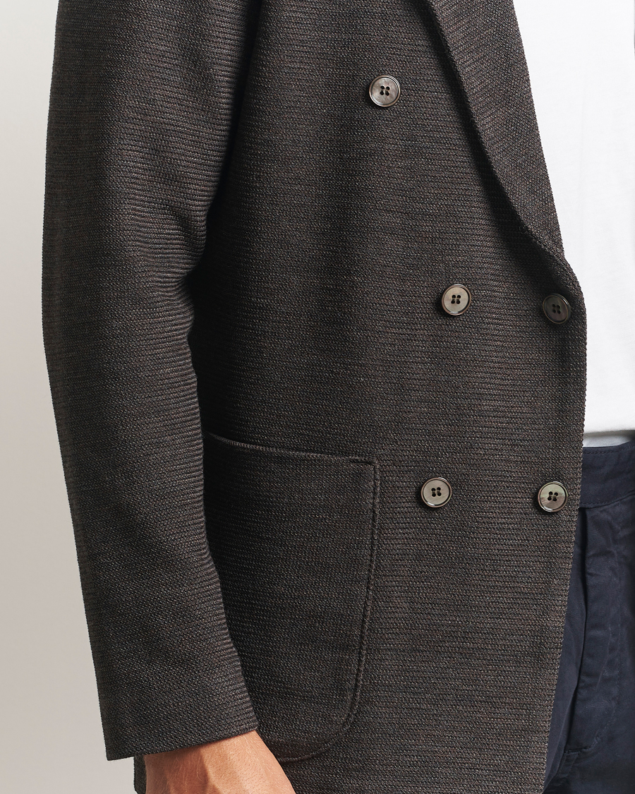 Homme | Blazers | Stenströms | Milano Knitted DB Textured Blazer Dark Brown
